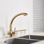 Casa si Gradina - Sanitare - Chiuveta bucatarie si accesorii - Baterii bucatarie - Baterie chiuveta bucatarie, Blackswan, Tip M218, cu iesire pentru apa purificata, model auriu lucios, dimensiune 33.5 cm - Infinity.ro
