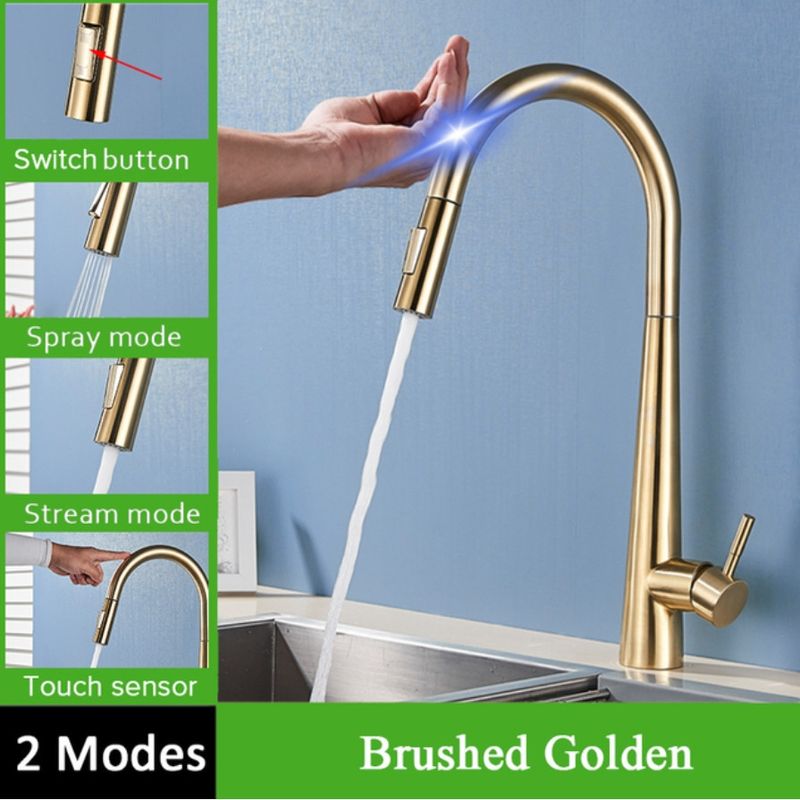 Casa si Gradina - Sanitare - Chiuveta bucatarie si accesorii - Baterii bucatarie - Baterie chiuveta bucatarie, Blackswan, Tip M25 cu senzor, model auriu, dimensiune 47 cm - Infinity.ro