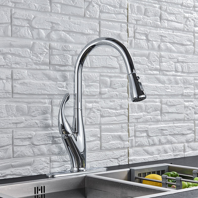 Casa si Gradina - Sanitare - Chiuveta bucatarie si accesorii - Baterii bucatarie - Baterie chiuveta bucatarie, Blackswan, Tip M165 cu 2 moduri si buton pauza, model crom, dimensiune 44.5 cm - Infinity.ro