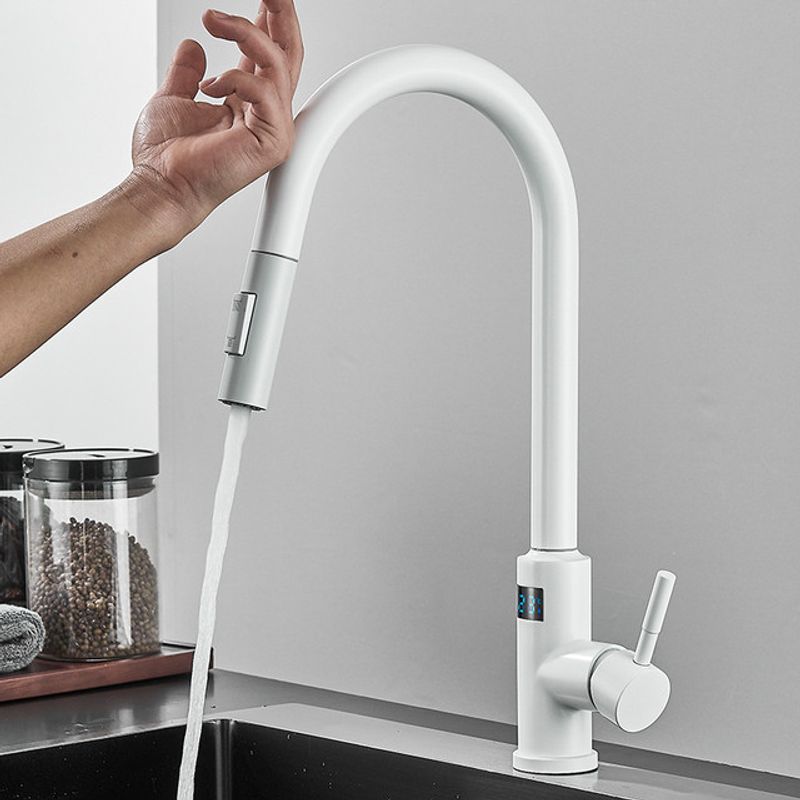 Casa si Gradina - Sanitare - Chiuveta bucatarie si accesorii - Baterii bucatarie - Baterie chiuveta bucatarie, Blackswan, Tip M278, cu senzor, afisaj LCD si 2 moduri, model alb, dimensiune 44 cm - Infinity.ro