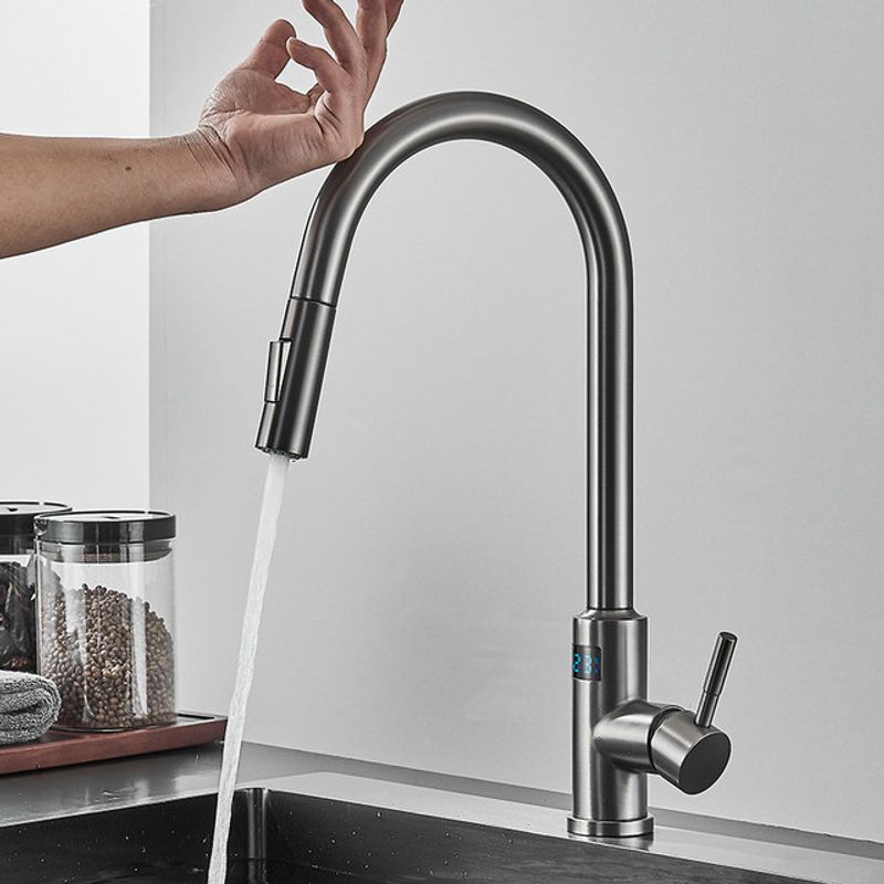 Casa si Gradina - Sanitare - Chiuveta bucatarie si accesorii - Baterii bucatarie - Baterie chiuveta bucatarie, Blackswan, Tip M279, cu senzor, afisaj LCD si 2 moduri, model gri antracit, dimensiune 44 cm - Infinity.ro