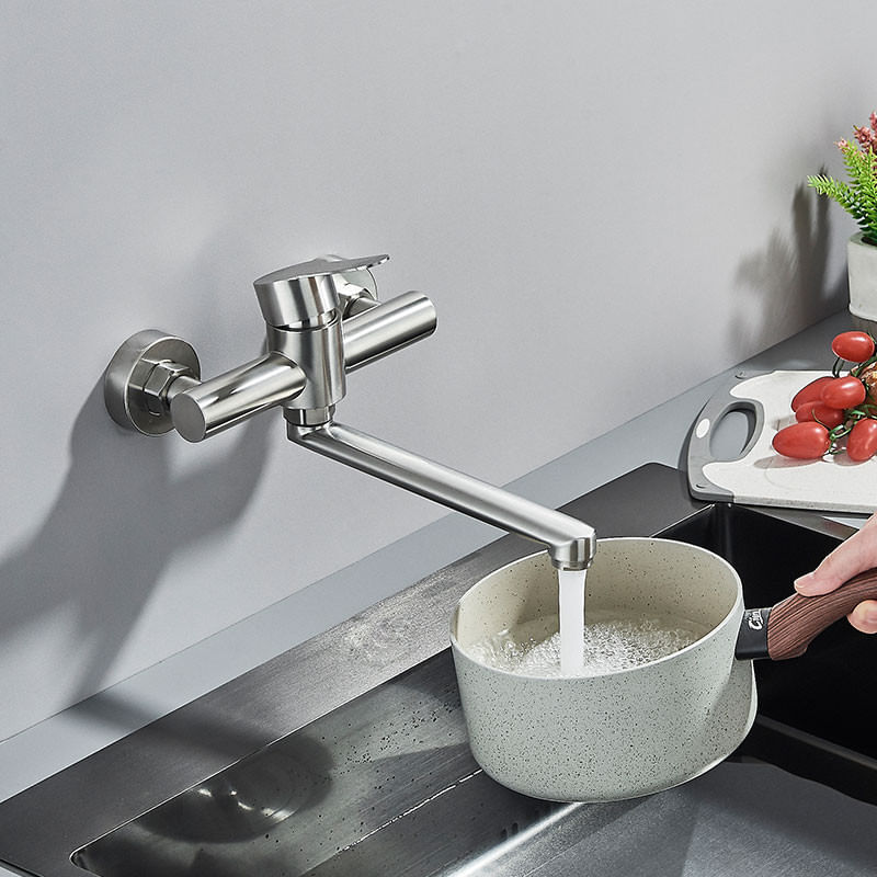 Casa si Gradina - Sanitare - Chiuveta bucatarie si accesorii - Baterii bucatarie - Baterie chiuveta bucatarie, Blackswan, Tip M334, model nichel cu montare pe perete, dimensiune 23 cm - Infinity.ro