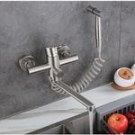 Casa si Gradina - Sanitare - Chiuveta bucatarie si accesorii - Baterii bucatarie - Baterie chiuveta bucatarie, Blackswan, Tip M335, model nichel cu montare pe perete si dus cu presiune, dimensiune 23 cm - Infinity.ro