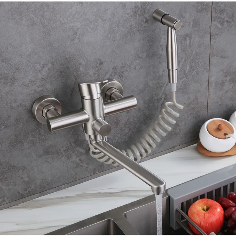 Casa si Gradina - Sanitare - Chiuveta bucatarie si accesorii - Baterii bucatarie - Baterie chiuveta bucatarie, Blackswan, Tip M335, model nichel cu montare pe perete si dus cu presiune, dimensiune 23 cm - Infinity.ro