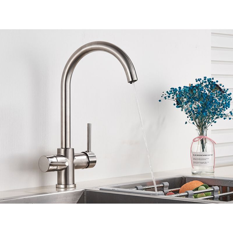 Casa si Gradina - Sanitare - Chiuveta bucatarie si accesorii - Baterii bucatarie - Baterie chiuveta bucatarie, Blackswan, Tip M176, cu iesire pentru apa purificata, model nichel, dimensiune 35 cm - Infinity.ro