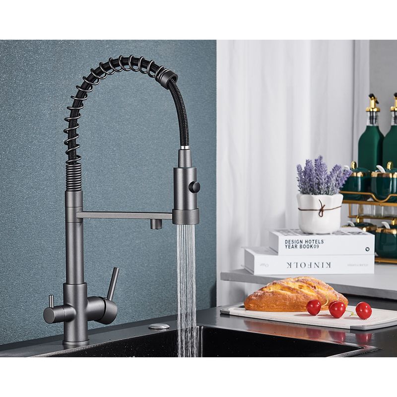 Casa si Gradina - Sanitare - Chiuveta bucatarie si accesorii - Baterii bucatarie - Baterie chiuveta bucatarie, Blackswan, Tip M251, model gri antracit cu iesire pentru apa purificata, dimensiune 48 cm - Infinity.ro