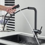 Casa si Gradina - Sanitare - Chiuveta bucatarie si accesorii - Baterii bucatarie - Baterie chiuveta bucatarie, Blackswan, Tip M303, cu 2 moduri si dus extractabil, model negru mat, dimensiune 31 cm - Infinity.ro