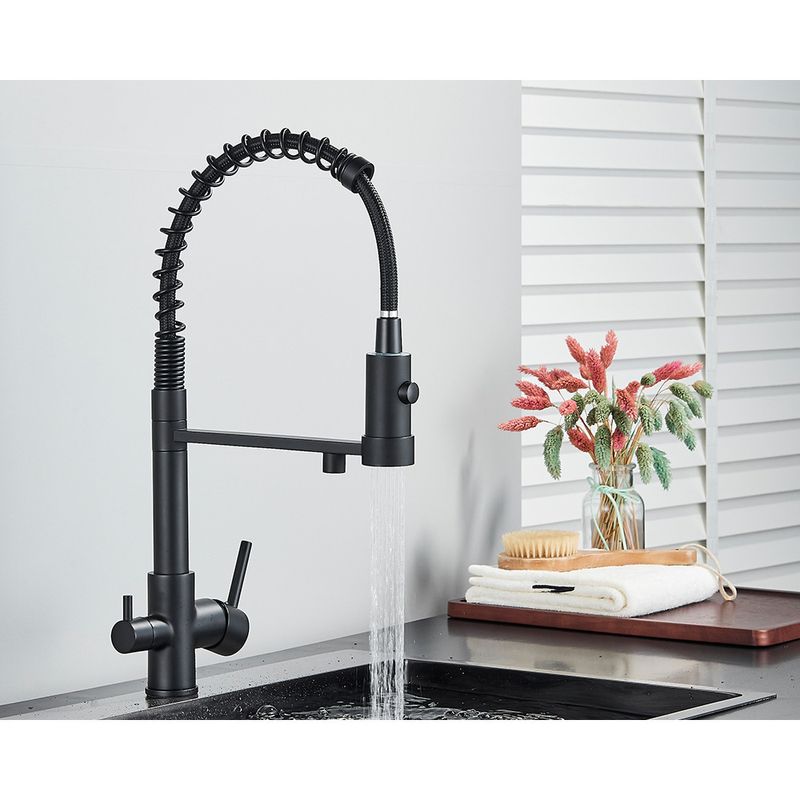 Casa si Gradina - Sanitare - Chiuveta bucatarie si accesorii - Baterii bucatarie - Baterie chiuveta bucatarie, Blackswan, Tip M248, model negru cu iesire pentru apa purificata, dimensiune 48 cm - Infinity.ro