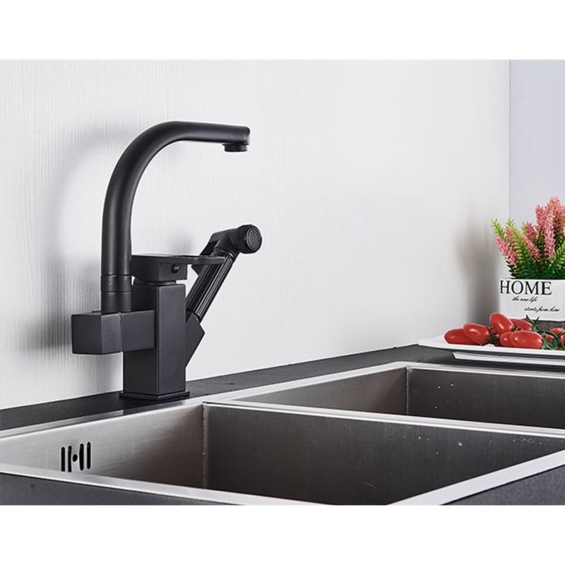 Casa si Gradina - Sanitare - Chiuveta bucatarie si accesorii - Baterii bucatarie - Baterie chiuveta bucatarie, Blackswan, Tip M177, cu dus, model negru mat, dimensiune 25 cm - Infinity.ro