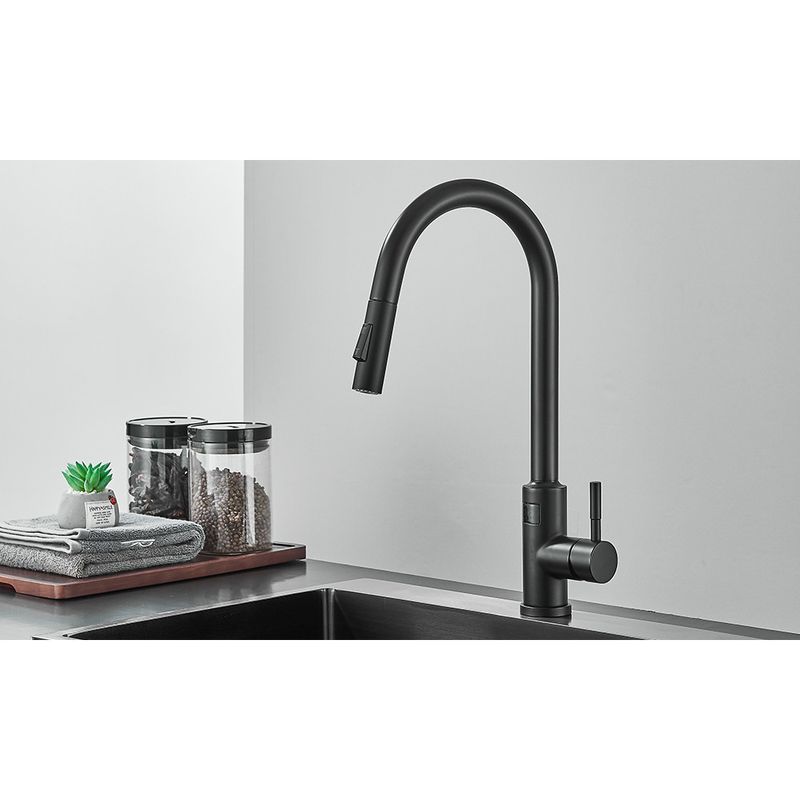 Casa si Gradina - Sanitare - Chiuveta bucatarie si accesorii - Baterii bucatarie - Baterie chiuveta bucatarie, Blackswan, Tip M275, cu senzor, afisaj LCD si 2 moduri, model negru, dimensiune 44 cm - Infinity.ro