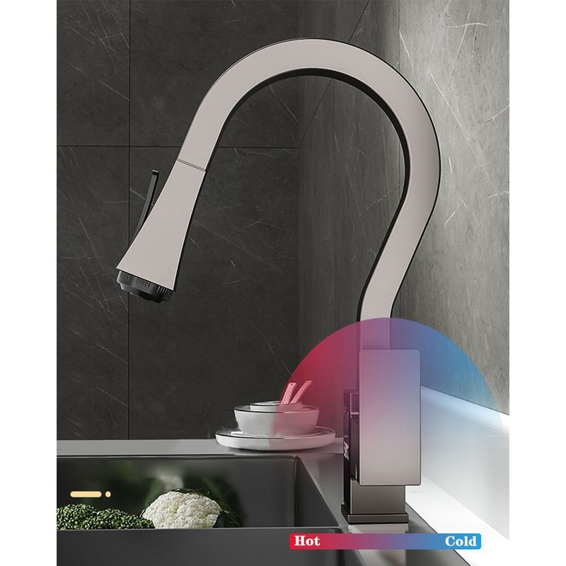 Casa si Gradina - Sanitare - Chiuveta bucatarie si accesorii - Baterii bucatarie - Baterie chiuveta bucatarie, Blackswan, Tip M318, model gri antracit cu afisaj LCD si 4 moduri, dimensiune 45 cm - Infinity.ro