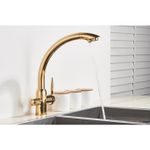 Casa si Gradina - Sanitare - Chiuveta bucatarie si accesorii - Baterii bucatarie - Baterie chiuveta bucatarie, Blackswan, Tip M218, cu iesire pentru apa purificata, model auriu lucios, dimensiune 33.5 cm - Infinity.ro