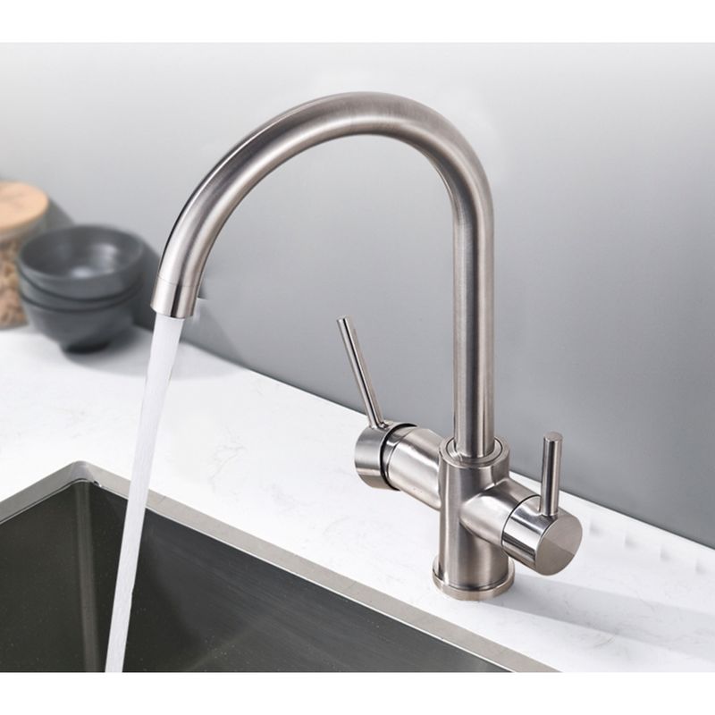 Casa si Gradina - Sanitare - Chiuveta bucatarie si accesorii - Baterii bucatarie - Baterie chiuveta bucatarie, Blackswan, Tip M176, cu iesire pentru apa purificata, model nichel, dimensiune 35 cm - Infinity.ro