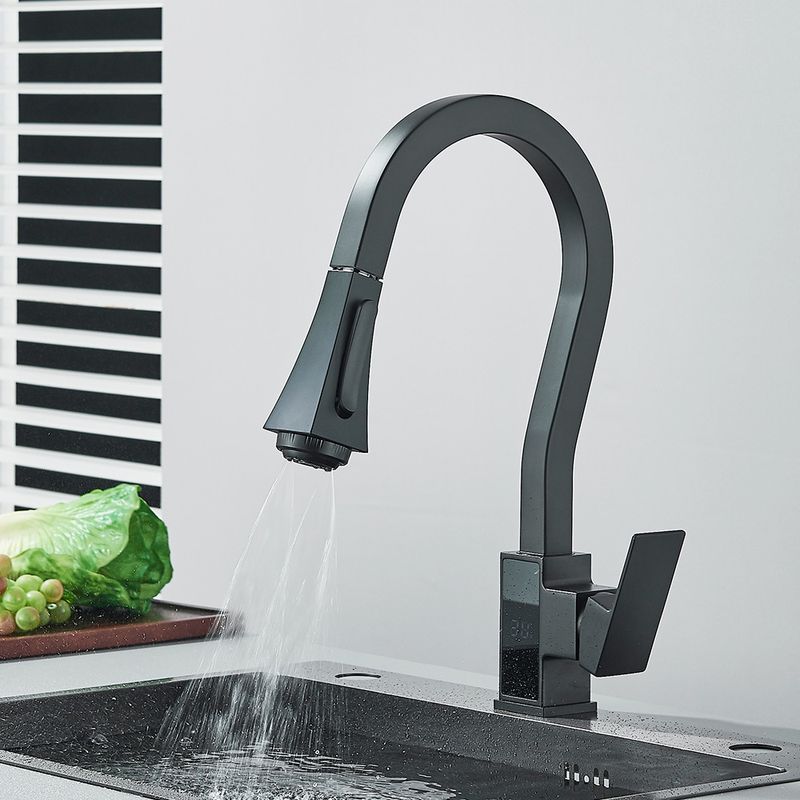 Casa si Gradina - Sanitare - Chiuveta bucatarie si accesorii - Baterii bucatarie - Baterie chiuveta bucatarie, Blackswan, Tip M315, model negru mat cu afisaj LCD si 4 moduri, dimensiune 45 cm - Infinity.ro