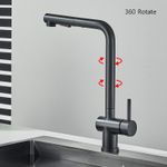 Casa si Gradina - Sanitare - Chiuveta bucatarie si accesorii - Baterii bucatarie - Baterie chiuveta bucatarie, Blackswan, Tip M303, cu 2 moduri si dus extractabil, model negru mat, dimensiune 31 cm - Infinity.ro