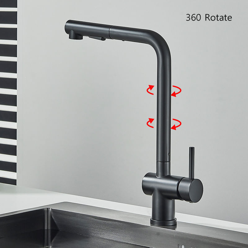 Casa si Gradina - Sanitare - Chiuveta bucatarie si accesorii - Baterii bucatarie - Baterie chiuveta bucatarie, Blackswan, Tip M303, cu 2 moduri si dus extractabil, model negru mat, dimensiune 31 cm - Infinity.ro