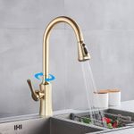 Casa si Gradina - Sanitare - Chiuveta bucatarie si accesorii - Baterii bucatarie - Baterie chiuveta bucatarie, Blackswan, Tip M196, cu doua moduri si buton pauza, model auriu mat, dimensiune 46 cm - Infinity.ro