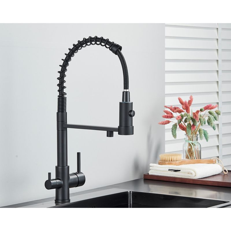 Casa si Gradina - Sanitare - Chiuveta bucatarie si accesorii - Baterii bucatarie - Baterie chiuveta bucatarie, Blackswan, Tip M248, model negru cu iesire pentru apa purificata, dimensiune 48 cm - Infinity.ro