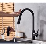 Casa si Gradina - Sanitare - Chiuveta bucatarie si accesorii - Baterii bucatarie - Baterie chiuveta bucatarie, Blackswan, Tip M29 cu senzor, model negru, dimensiune 42 cm - Infinity.ro