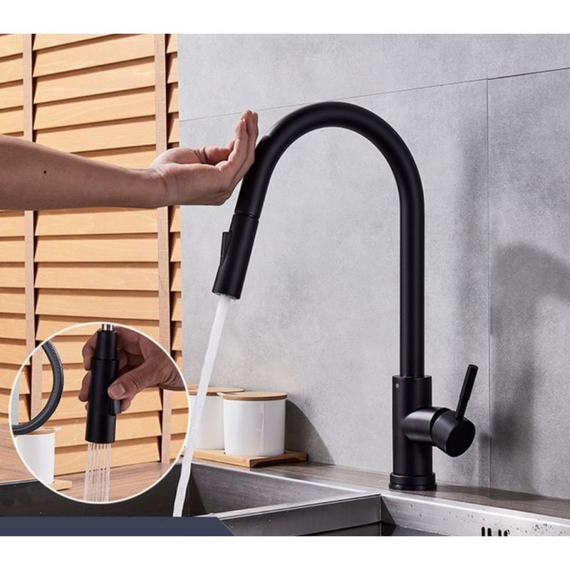 Casa si Gradina - Sanitare - Chiuveta bucatarie si accesorii - Baterii bucatarie - Baterie chiuveta bucatarie, Blackswan, Tip M29 cu senzor, model negru, dimensiune 42 cm - Infinity.ro