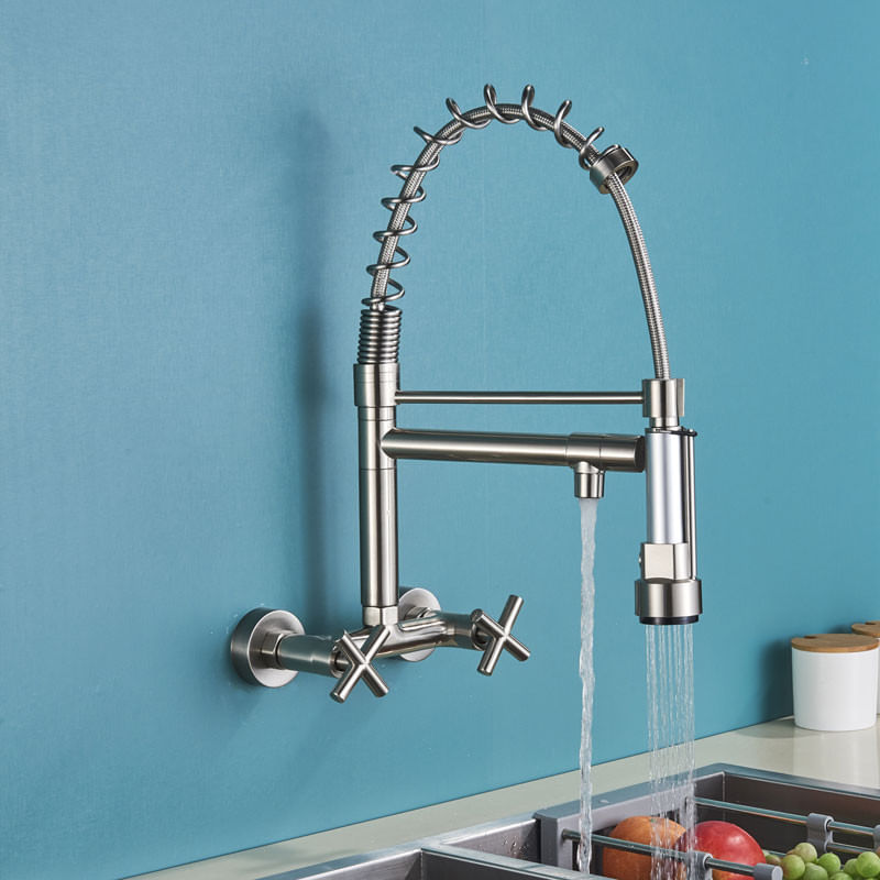 Casa si Gradina - Sanitare - Chiuveta bucatarie si accesorii - Baterii bucatarie - Baterie chiuveta bucatarie, Blackswan, Tip M292, model nichel cu montare pe perere si doua moduri, dimensiune 44 cm - Infinity.ro