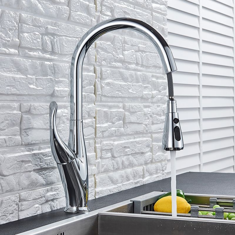 Casa si Gradina - Sanitare - Chiuveta bucatarie si accesorii - Baterii bucatarie - Baterie chiuveta bucatarie, Blackswan, Tip M165 cu 2 moduri si buton pauza, model crom, dimensiune 44.5 cm - Infinity.ro