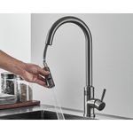 Casa si Gradina - Sanitare - Chiuveta bucatarie si accesorii - Baterii bucatarie - Baterie chiuveta bucatarie, Blackswan, Tip M279, cu senzor, afisaj LCD si 2 moduri, model gri antracit, dimensiune 44 cm - Infinity.ro