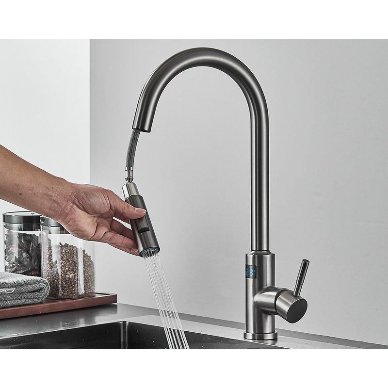 Casa si Gradina - Sanitare - Chiuveta bucatarie si accesorii - Baterii bucatarie - Baterie chiuveta bucatarie, Blackswan, Tip M279, cu senzor, afisaj LCD si 2 moduri, model gri antracit, dimensiune 44 cm - Infinity.ro