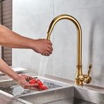 Casa si Gradina - Sanitare - Chiuveta bucatarie si accesorii - Baterii bucatarie - Baterie chiuveta bucatarie, Blackswan, Tip M205, cu doua moduri, model auriu, dimensiune 42 cm - Infinity.ro