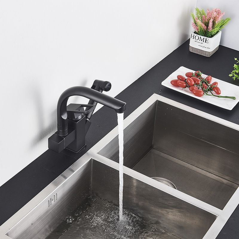 Casa si Gradina - Sanitare - Chiuveta bucatarie si accesorii - Baterii bucatarie - Baterie chiuveta bucatarie, Blackswan, Tip M177, cu dus, model negru mat, dimensiune 25 cm - Infinity.ro