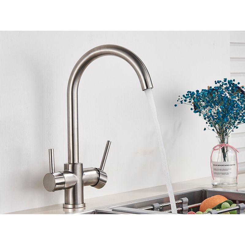 Casa si Gradina - Sanitare - Chiuveta bucatarie si accesorii - Baterii bucatarie - Baterie chiuveta bucatarie, Blackswan, Tip M176, cu iesire pentru apa purificata, model nichel, dimensiune 35 cm - Infinity.ro