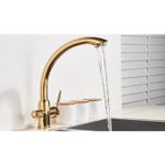 Casa si Gradina - Sanitare - Chiuveta bucatarie si accesorii - Baterii bucatarie - Baterie chiuveta bucatarie, Blackswan, Tip M218, cu iesire pentru apa purificata, model auriu lucios, dimensiune 33.5 cm - Infinity.ro