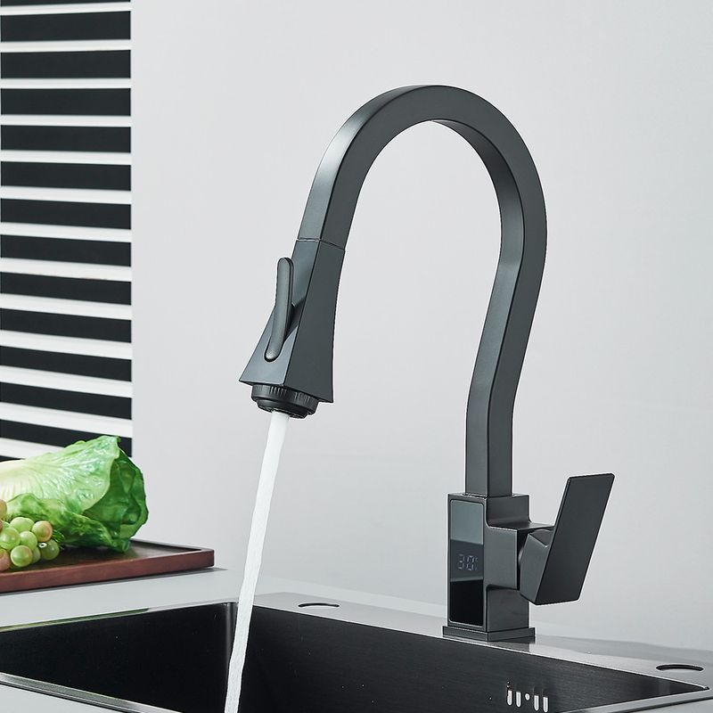 Casa si Gradina - Sanitare - Chiuveta bucatarie si accesorii - Baterii bucatarie - Baterie chiuveta bucatarie, Blackswan, Tip M315, model negru mat cu afisaj LCD si 4 moduri, dimensiune 45 cm - Infinity.ro