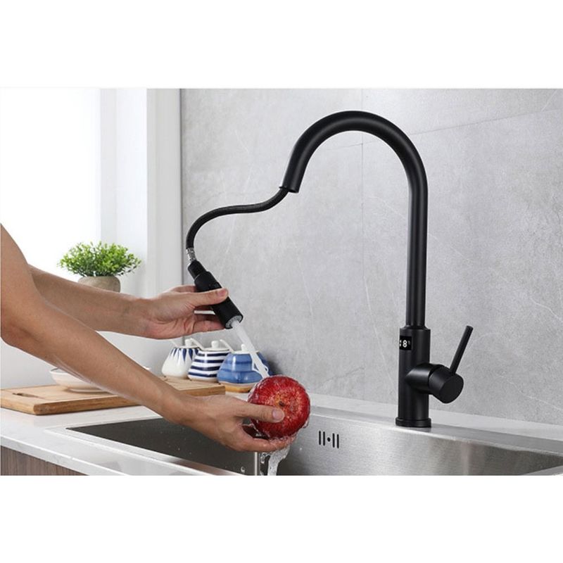 Casa si Gradina - Sanitare - Chiuveta bucatarie si accesorii - Baterii bucatarie - Baterie chiuveta bucatarie, Blackswan, Tip M275, cu senzor, afisaj LCD si 2 moduri, model negru, dimensiune 44 cm - Infinity.ro