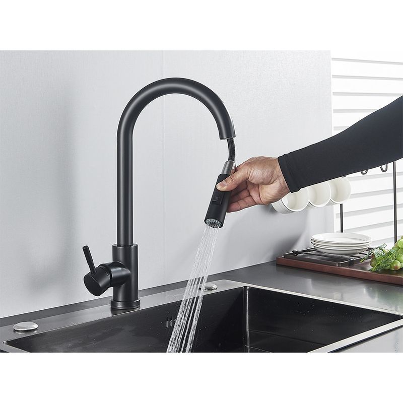 Casa si Gradina - Sanitare - Chiuveta bucatarie si accesorii - Baterii bucatarie - Baterie chiuveta bucatarie, Blackswan, Tip M29 cu senzor, model negru, dimensiune 42 cm - Infinity.ro