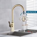 Casa si Gradina - Sanitare - Chiuveta bucatarie si accesorii - Baterii bucatarie - Baterie chiuveta bucatarie, Blackswan, Tip M196, cu doua moduri si buton pauza, model auriu mat, dimensiune 46 cm - Infinity.ro