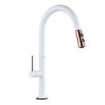 Casa si Gradina - Sanitare - Chiuveta bucatarie si accesorii - Baterii bucatarie - Baterie chiuveta bucatarie, Blackswan, Tip M211, cu doua moduri, model alb/ rose gold, dimensiune 42 cm - Infinity.ro