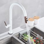 Casa si Gradina - Sanitare - Chiuveta bucatarie si accesorii - Baterii bucatarie - Baterie chiuveta bucatarie, Blackswan, Tip M211, cu doua moduri, model alb/ rose gold, dimensiune 42 cm - Infinity.ro