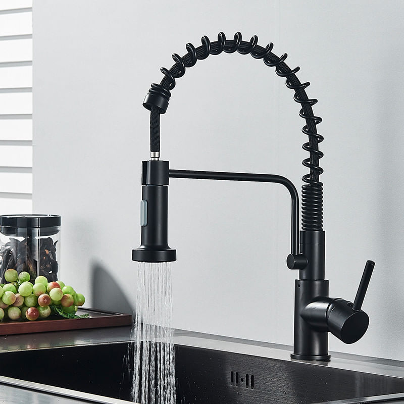 Casa si Gradina - Sanitare - Chiuveta bucatarie si accesorii - Baterii bucatarie - Baterie chiuveta bucatarie, Blackswan, Tip M140, 2 moduri, model negru mat, dimensiune 41 cm - Infinity.ro