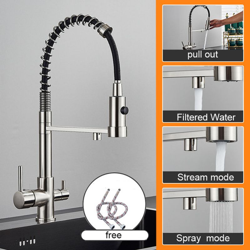 Casa si Gradina - Sanitare - Chiuveta bucatarie si accesorii - Baterii bucatarie - Baterie chiuveta bucatarie, Blackswan, Tip M250, model nichel cu iesire pentru apa purificata, dimensiune 48 cm - Infinity.ro