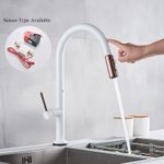 Casa si Gradina - Sanitare - Chiuveta bucatarie si accesorii - Baterii bucatarie - Baterie chiuveta bucatarie, Blackswan, Tip M213, cu senzor si doua moduri, model alb/ rose gold, dimensiune 42 cm - Infinity.ro