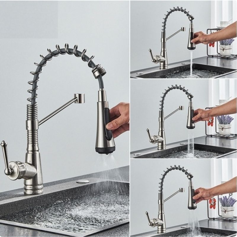Casa si Gradina - Sanitare - Chiuveta bucatarie si accesorii - Baterii bucatarie - Baterie chiuveta bucatarie, Blackswan, Tip M338, model nichel cu 4 moduri si dus mobil, dimensiune 42 cm - Infinity.ro