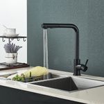 Casa si Gradina - Sanitare - Chiuveta bucatarie si accesorii - Baterii bucatarie - Baterie chiuveta bucatarie, Blackswan, Tip M245, model negru mat cu dus retractabil, dimensiune 35 cm - Infinity.ro