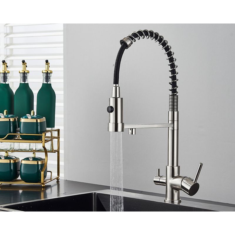 Casa si Gradina - Sanitare - Chiuveta bucatarie si accesorii - Baterii bucatarie - Baterie chiuveta bucatarie, Blackswan, Tip M250, model nichel cu iesire pentru apa purificata, dimensiune 48 cm - Infinity.ro