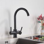 Casa si Gradina - Sanitare - Chiuveta bucatarie si accesorii - Baterii bucatarie - Baterie chiuveta bucatarie, Blackswan, Tip M174, cu iesire pentru apa purificata, model negru mat, dimensiune 34 cm - Infinity.ro