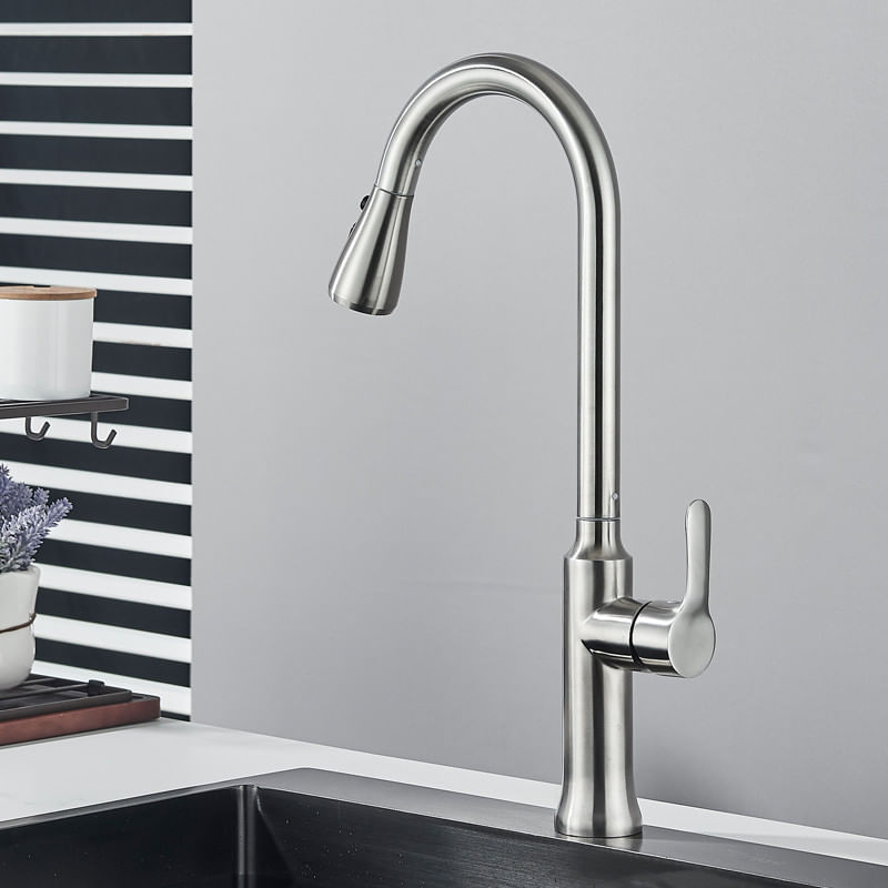 Casa si Gradina - Sanitare - Chiuveta bucatarie si accesorii - Baterii bucatarie - Baterie chiuveta bucatarie, Blackswan, Tip M314, model nichel cu 2 moduri si buton pauza, dimensiune 49 cm - Infinity.ro