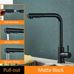 Casa si Gradina - Sanitare - Chiuveta bucatarie si accesorii - Baterii bucatarie - Baterie chiuveta bucatarie, Blackswan, Tip M245, model negru mat cu dus retractabil, dimensiune 35 cm - Infinity.ro