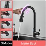 Casa si Gradina - Sanitare - Chiuveta bucatarie si accesorii - Baterii bucatarie - Baterie chiuveta bucatarie, Blackswan, Tip M324, model negru mat cu afisaj LCD, senzor si 3 moduri, dimensiune 44 cm - Infinity.ro