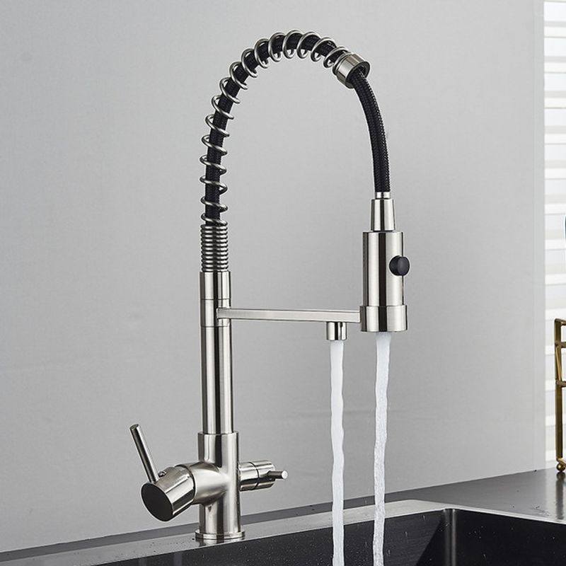 Casa si Gradina - Sanitare - Chiuveta bucatarie si accesorii - Baterii bucatarie - Baterie chiuveta bucatarie, Blackswan, Tip M250, model nichel cu iesire pentru apa purificata, dimensiune 48 cm - Infinity.ro