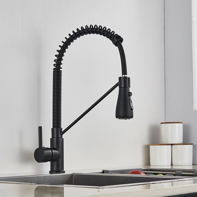 Casa si Gradina - Sanitare - Chiuveta bucatarie si accesorii - Baterii bucatarie - Baterie chiuveta bucatarie, Blackswan, Tip M152, cu 2 moduri si buton Pauza, model negru, dimensiune 39 cm - Infinity.ro